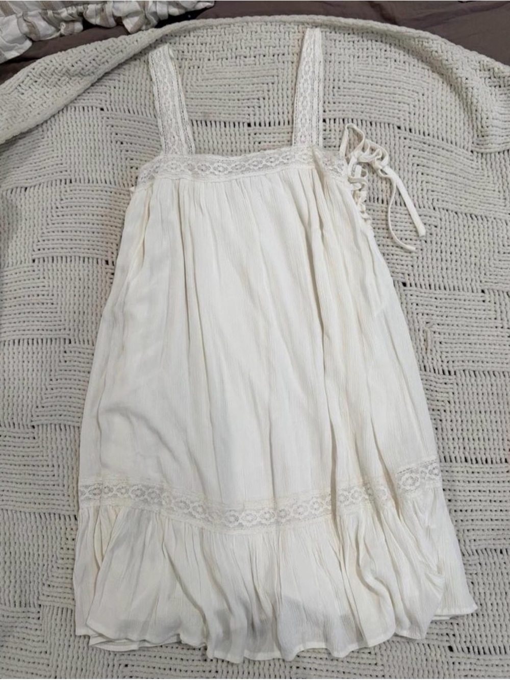HYFVE Cream Lace-Trim Mini Dress